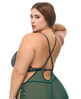 Plus Cami Sheer Lace Lingerie Gown