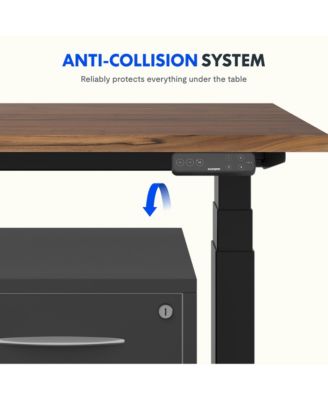 E7-COMMERCIAL 48  W Electric Adjustable Standing Desk, Black Walnut Top, Black Base