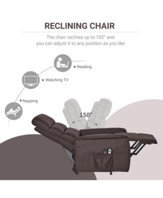 Power Lift Chair with Vibration Massage with Remote Control, Side Pockets,