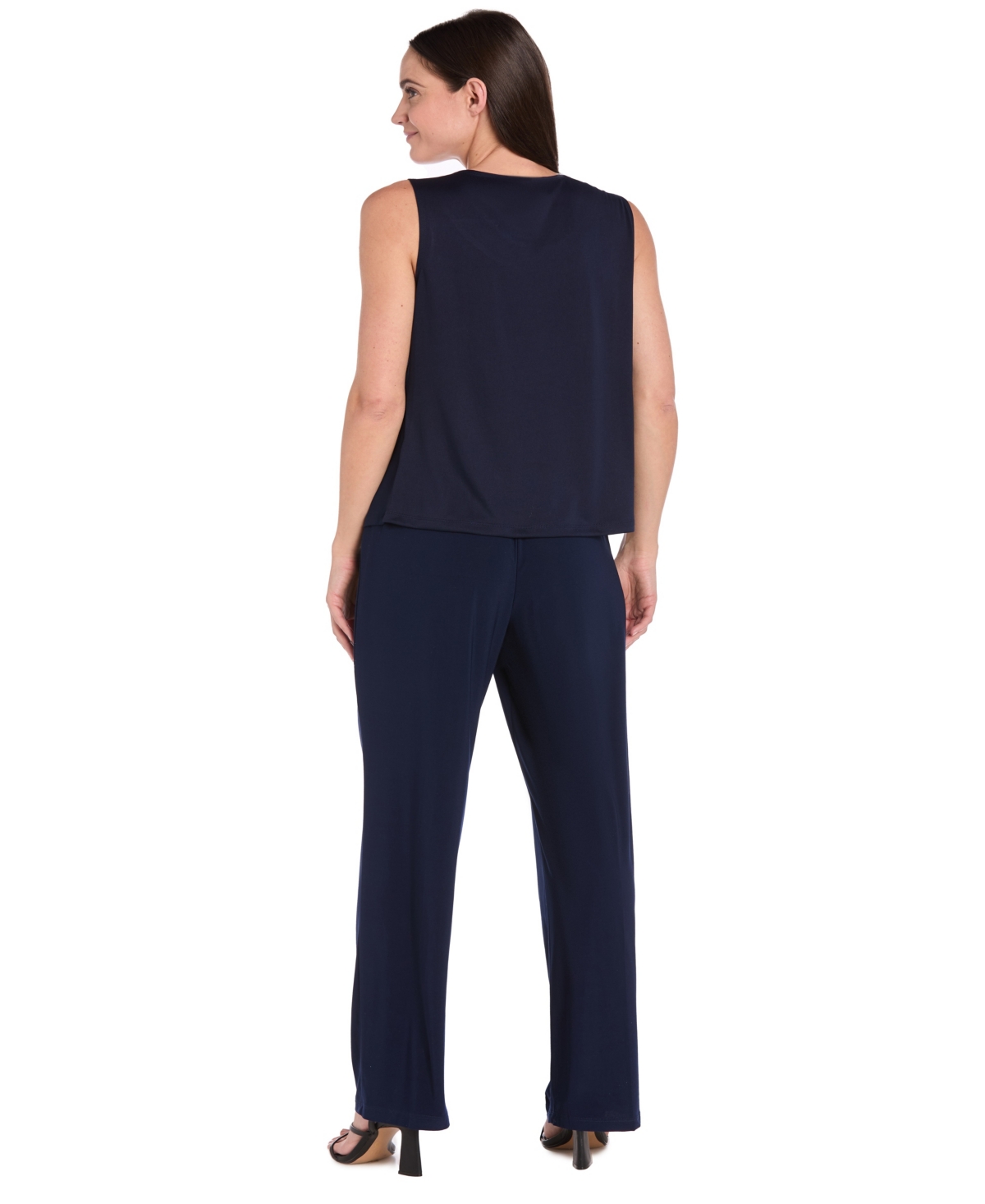 R & M Richards Petite Floral Jacket, Tank Top & Pants Set In Blue