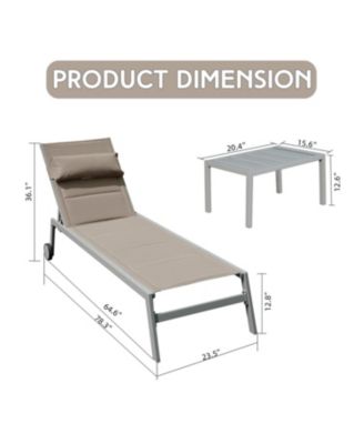 Premium Textilene Chaise Lounge Adjustable, Breathable, Rust-Resistant