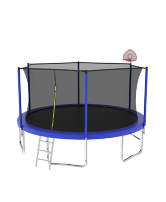Streamdale 14FT Kids Trampoline with Safety Net, Basketball Backboard, and Ladder