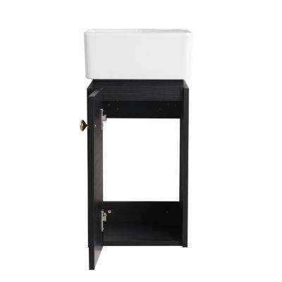 Compact Wall Mount Small Bathroom Vanity with Ceramic Sink