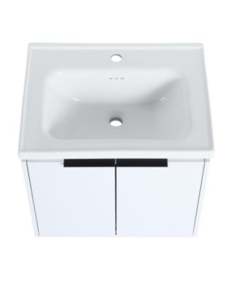 Streamdale Wall-Mounted Vanity with Storage Cabinet & Smooth Ceramic Basin