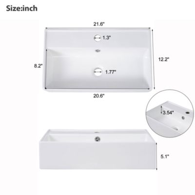 Modern 21.6" White Bathroom Vanity with Left Side Storage