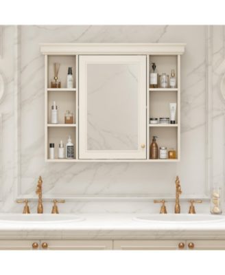 Streamdale 35" Blue Wall-Mounted Bathroom Cabinet with Mirror