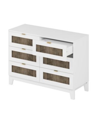 Rustic Dresser with 6 Drawers and Metal Handles