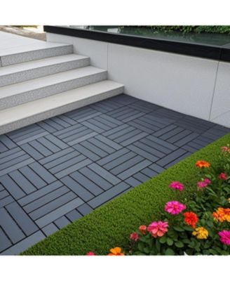 Interlocking Deck Tiles, 44 Pack, 12" Dark Grey, Waterproof Outdoor Patio