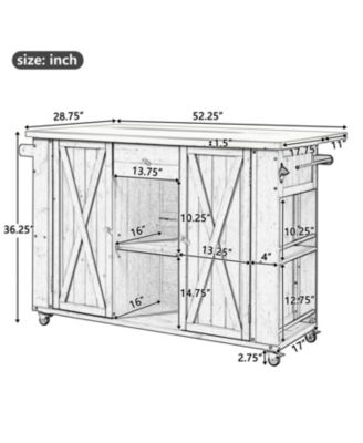 Streamdale Outdoor Kitchen Island - Fir Wood, Stainless Top