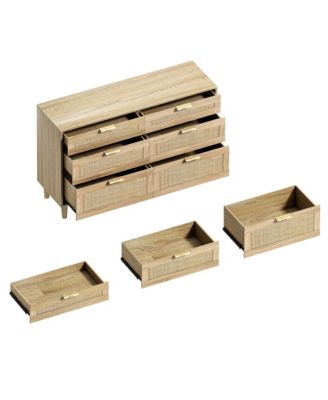 Streamdale 51" Rattan Dresser with 6 Drawers