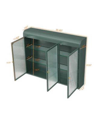 Streamdale 3-Door Arched Glass Cabinets (Dark Green)
