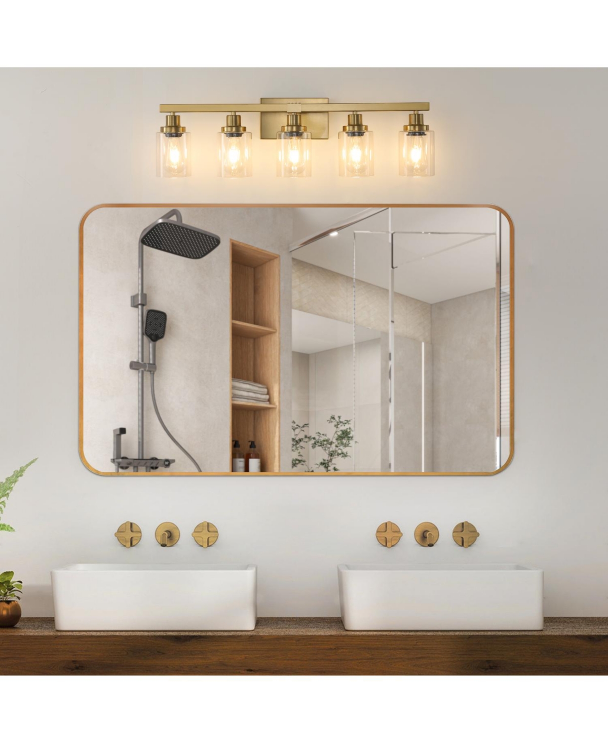 Streamdale Furniture Streamdale 5-Light Clear Glass Vanity Light (No Bulbs)