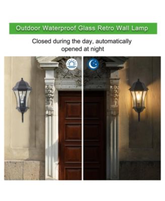 Streamdale 1-Pack Outdoor Wall Lantern with Dusk to Dawn, Black Fixture, Clear Bubble Glass