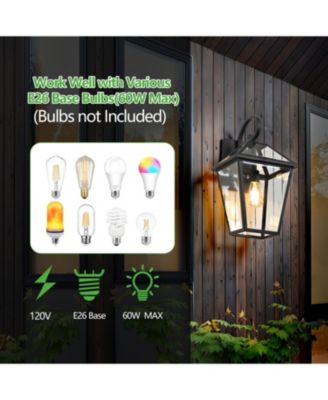 Outdoor Wall Lanterns with Clear Glass Panels 2-Pack