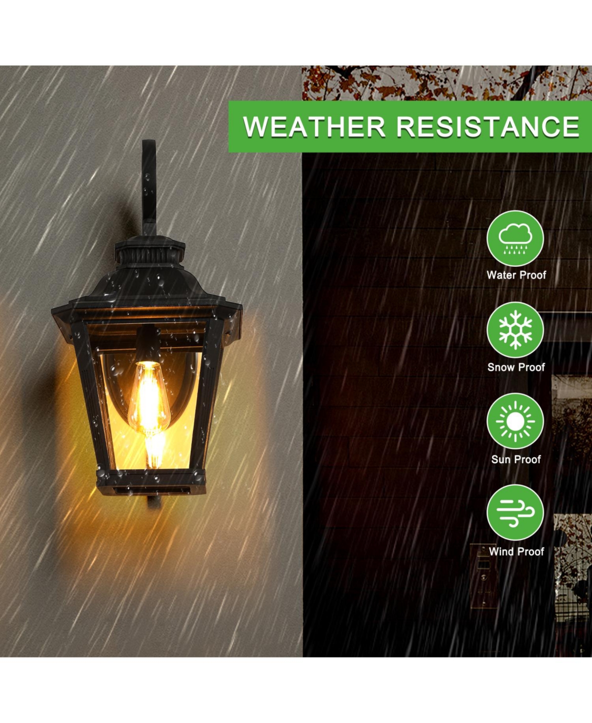 Streamdale Furniture 2-Pack Black Wall Lanterns with Clear Glass Panels for Outdoor Lighting