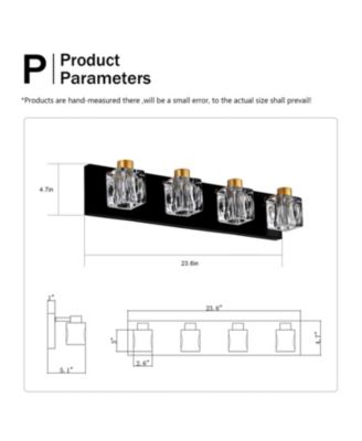4-Light Black and Gold Vanity Light Fixture with Crystal Shade