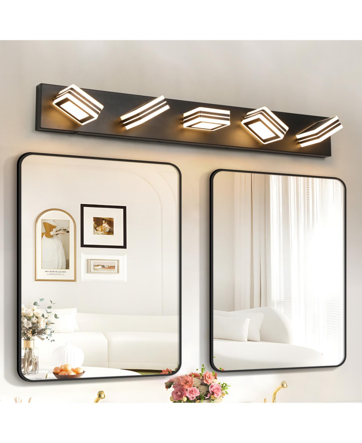 Streamdale Furniture Modern 5-Light Vanity Light Sleek Iron & Acrylic Fixture with Dimming and Energy Efficiency