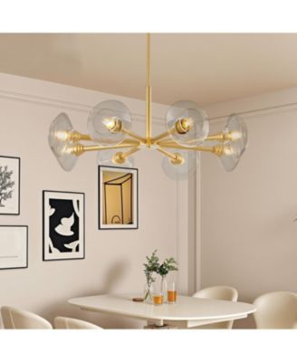 Gold 8-Light Clear Shade Mid-Century Modern Fixture Sputnik Chandelier