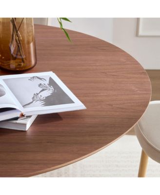 Round Modern Style MDF Wood Dining Table in Walnut Suitable for Kitchen, Living Room, Cafe, Milk Tea Shop