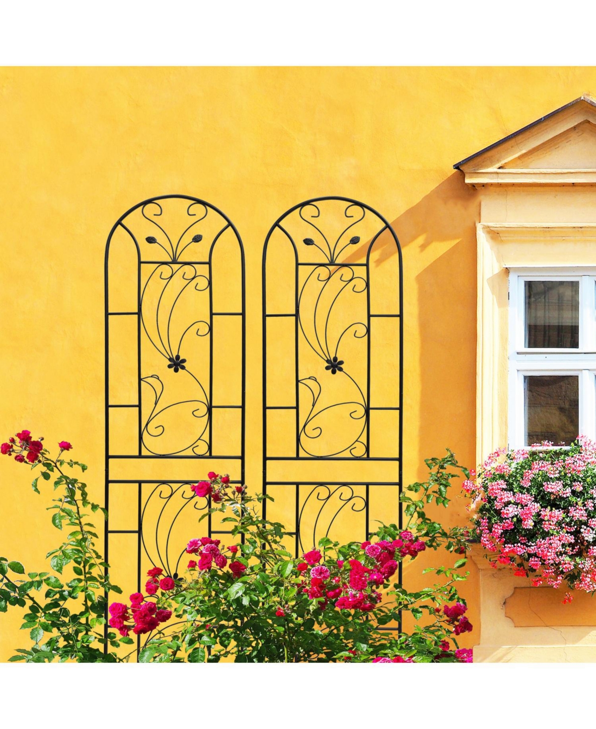 Streamdale 2-Pack Metal Garden Trellis, 86,7" Rustproof, Peacock Style, Black