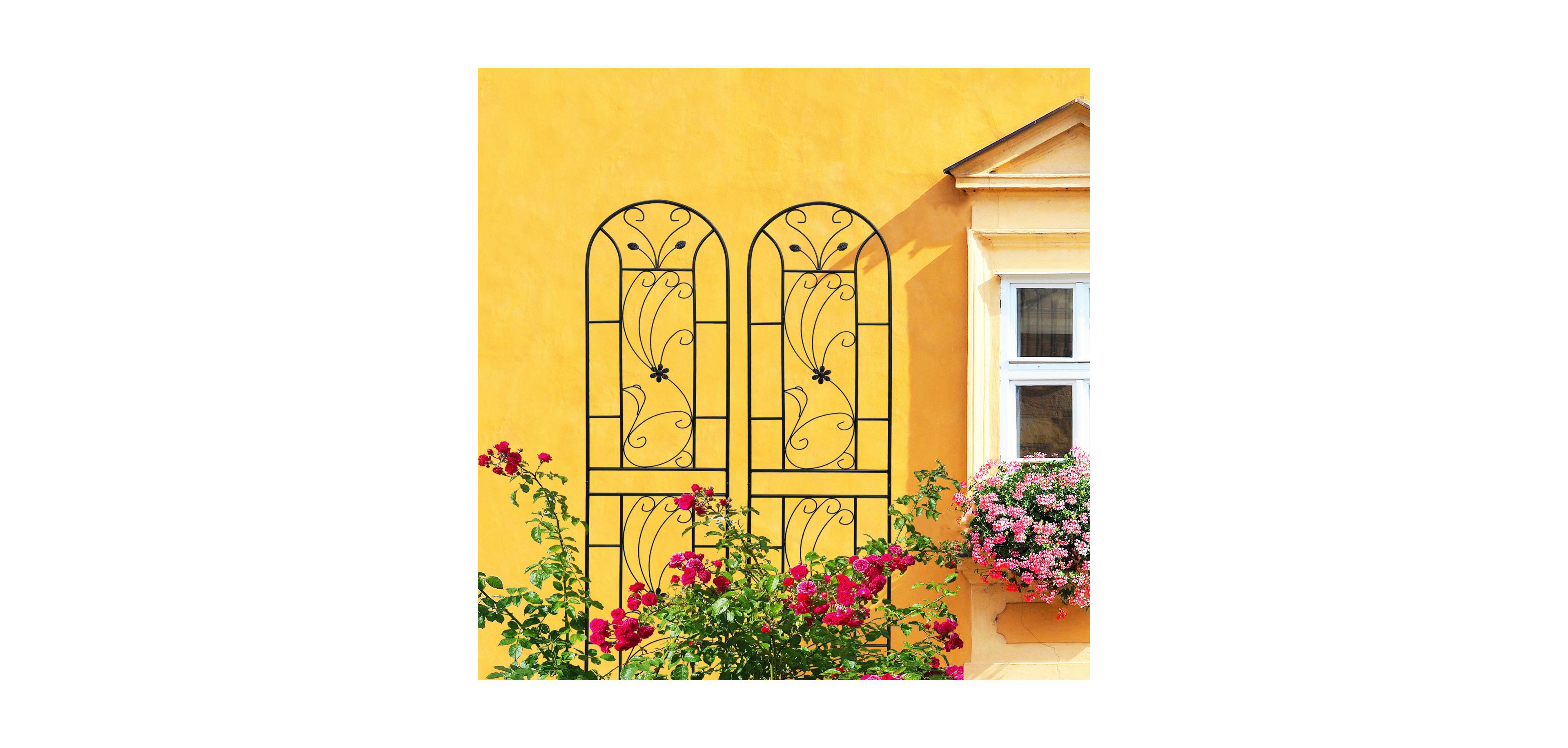 Streamdale 2-Pack Metal Garden Trellis, 86,7" Rustproof, Peacock Style, Black