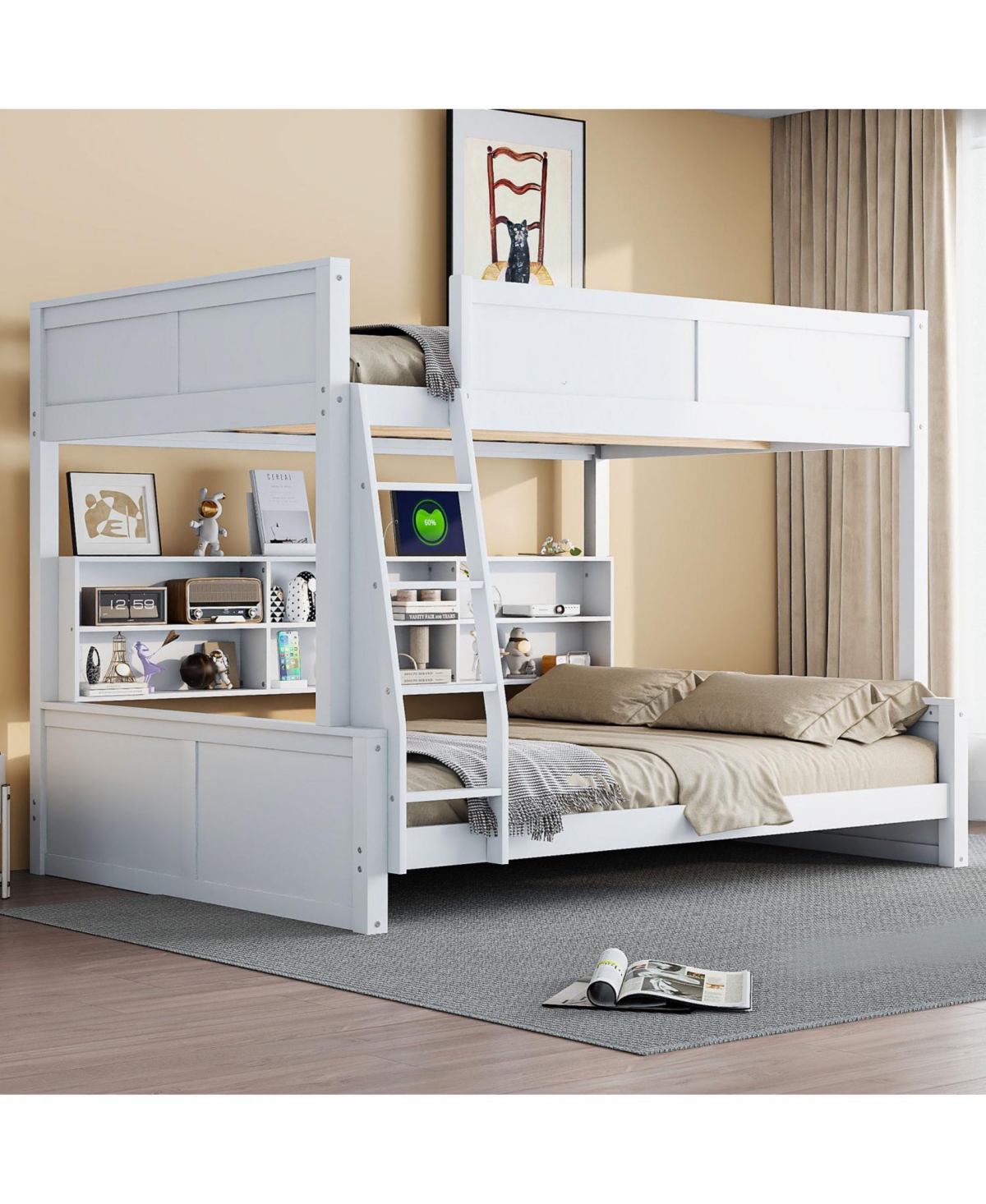 Streamdale Furniture Full Xl/Queen Bunk Bed Storage & Usb