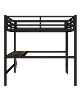 Queen Loft Bed with Outlet & LED - Black