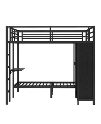 King/Twin XL Bunk Bed with Wardrobe & Desk - Black