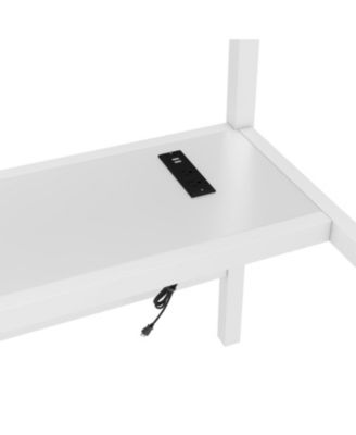 Queen Size Loft Bed with Power & LED - White