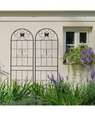 2 Pack Metal Garden Trellis 71" Rustproof Black