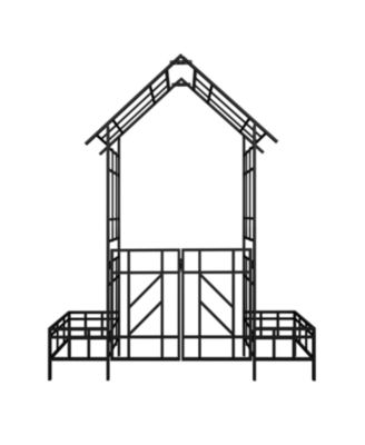 Metal Garden Arch with Gate & Planters