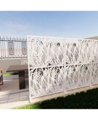 White Leaf Metal Privacy Screen 3.8x6ft