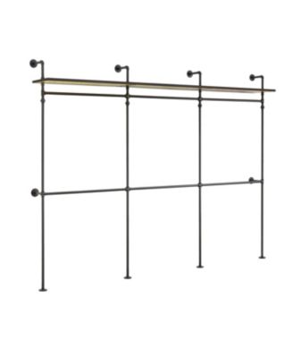 Industrial Pipe Clothing Rack w/ LED & Shelves