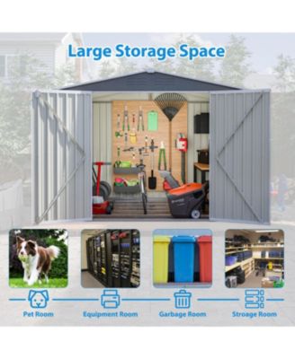 8x6 FT Outdoor Storage Shed with Metal Foundation