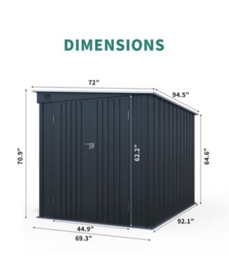 6x8FT Galvanized Steel Outdoor Storage Shed