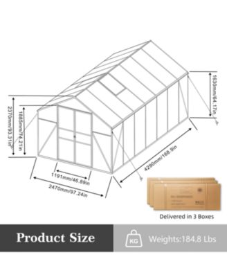 Gain Height 8x14 FT Aluminum Polycarbonate Greenhouse