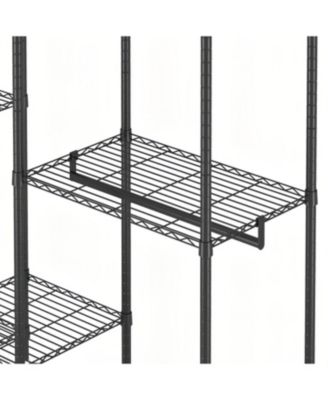 Heavy Duty Adjustable Garment Rack with Shelves &amp; Rails - Black