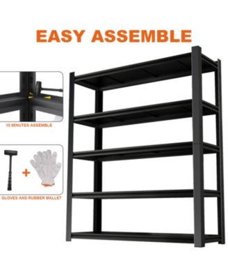 59" Wide Black Metal Shelves w/ Dividers