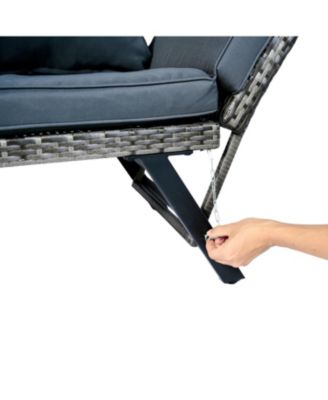 Wicker Foldable Patio Bench with Cushion