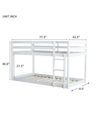Solid Wood Twin Bunk Bed - White