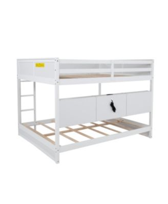 Queen Over Queen Bunk Bed with Storage Charging White