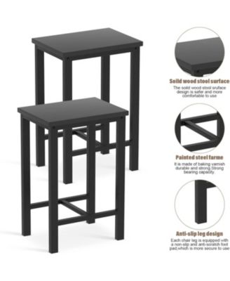 Black Bar Table Set with 4 Stools