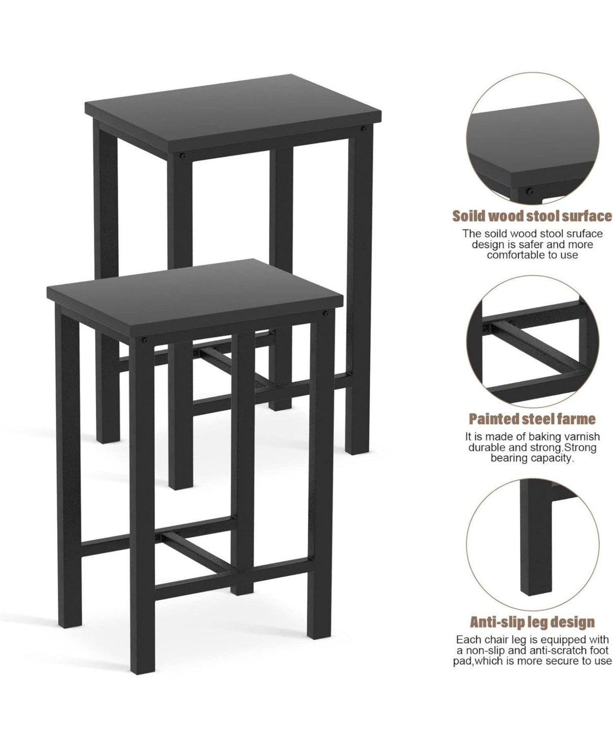 Streamdale Furniture Black Bar Table Set with 4 Stools