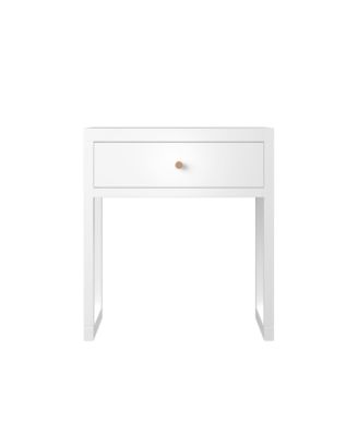 Modern White Nightstand with Drawer & Wood Knob