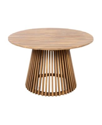 Acacia Wood Round Patio Dining Table - Light Teak