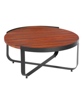Acacia Wood & Metal Outdoor Coffee Table