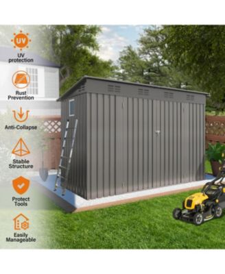 Streamdale 4x9 FT Outdoor Metal Garden Storage Shed with Sloping Roof & Vents - Gray