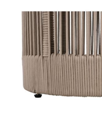 Rattan Rope & Acacia Wood Side Table - Outdoor Patio Balcony