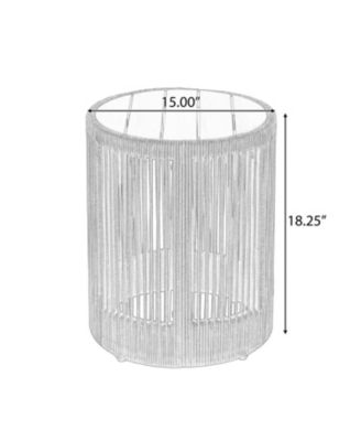 Streamdale Rattan Rope & Acacia Wood Side Table - Weather Resistant