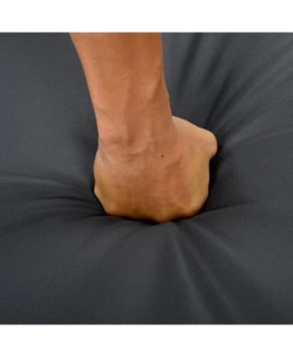 Acacia Wood Club Armchairs (Set of 2), Teak Finish, Dark Grey Cushions